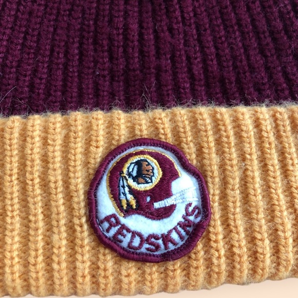Vintage 90s Washington Redskins Knit Beanie Hat NFL Football Fall Winter OS - Picture 3 of 4